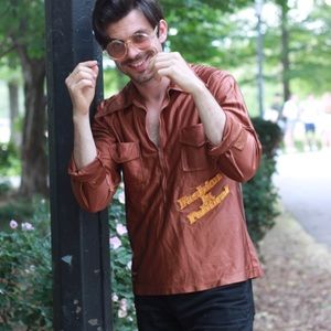 Bronze 70s Disco Top with Custom Patch